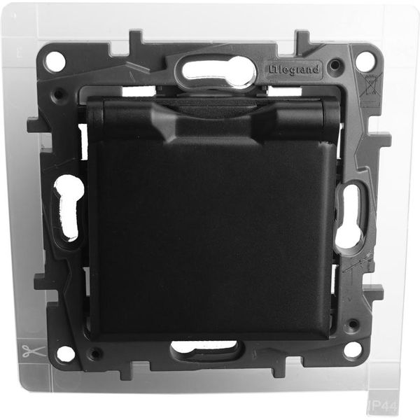 Presa Di Corrente Con Coperchio E Chiusura A Prova Di Bambino 2P + E Francese. Sistema Nero Niloe Step-image