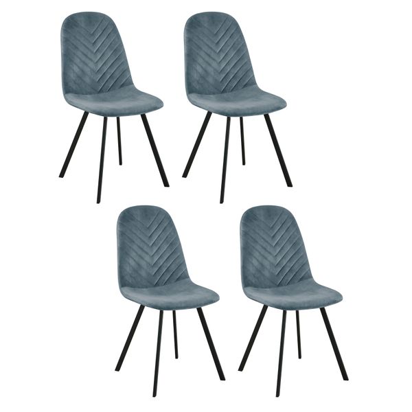 Casadolce Sedia Da Pranzo Columbiad, Set Di 4, Petrolio, 45X55X89 Cm, Imbottita, Cuciture Decorative, Gambe In Metallo, Carico Massimo 120 Kg-image