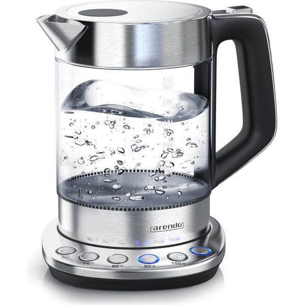 Bollitore Arendo 1,5 L, 2200 W, Acciaio Inox E Vetro Con Stazione Base, Impostazione Temperatura 70° C - 100° C-image