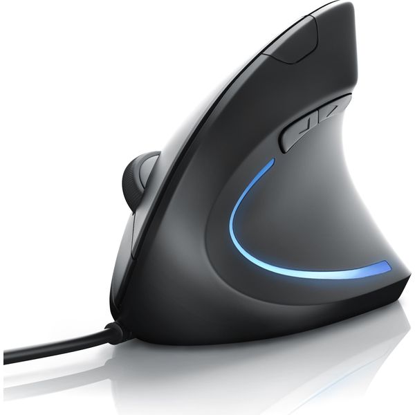 Mouse Ergonomico Csl A Filo, Destro, Ottico, Usb Type-A, 1600 Dpi, Prevenzione Del Braccio Del Mouse/Gomito Del Tennista (Rsi), Nero-image