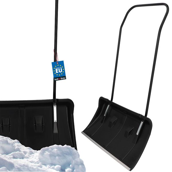 Kotarbau® Pala Da Neve Con Ruote Pala Da Neve 80 Cm Vassoio Da Neve Con Bordo In Profilo Di Alluminio Pala Da Neve Con Manico In Metallo Pratica Pala Da Neve Eco Black-image