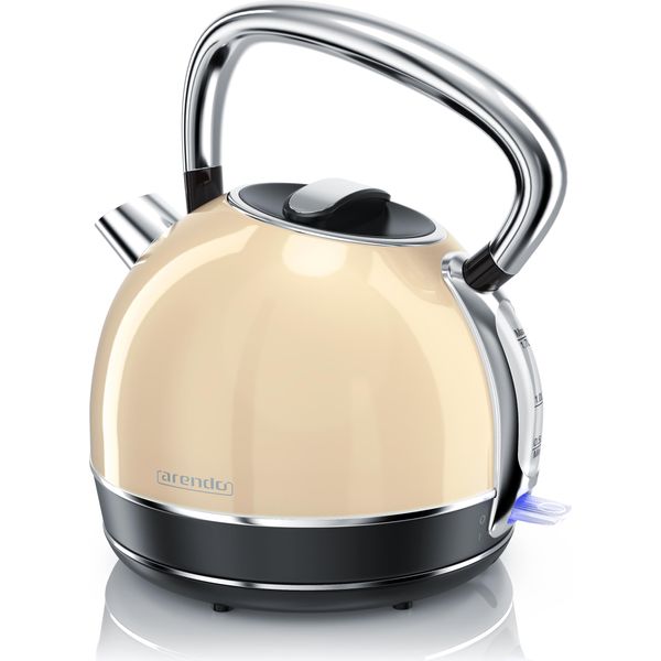 Bollitore Arendo Dal Design Retrò, 2200 Watt, Bollitore In Acciaio Inox Da 1,7 Litri, Filtro Anticalcare Sostituibile, Spegnimento Automatico, Beige-image