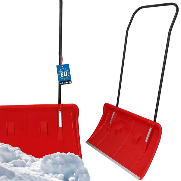 Kotarbau® Pala Da Neve Con Ruote Pala Da Neve 80 Cm Vassoio Per Neve Con Bordo In Profilo Di Alluminio Pala Da Neve Con Manico In Metallo Pratica Pala Da Neve Rossa-image