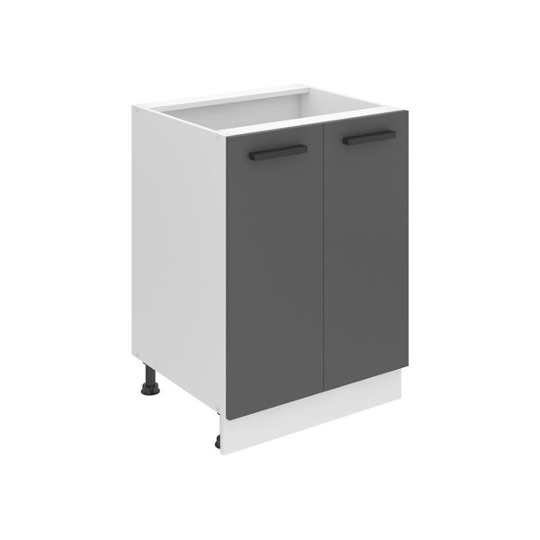 Base Da Cucina Belini, Base Da Cucina Larga 60 Cm. SD2 Base Per Cucina Senza Piano Di Lavoro. Mobile Da Cucina A 2 Ante, Argento Opaco-image