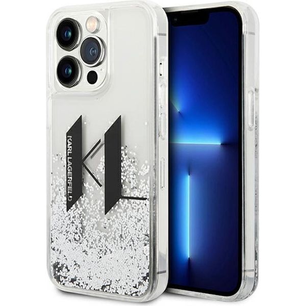 Karl Lagerfeld Klhcp14Xlbklcs Custodia Rigida Per Iphone 14 Pro Max 6,7 Srebrny/Argento Liquid Glitter Big Kl-image