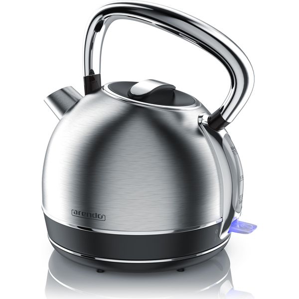 Bollitore Arendo Da 1,7 L, 2200 W, Acciaio Inox, Stile Retrò Vintage, Protezione Contro Il Surriscaldamento E L'asciugatura, Argento-image
