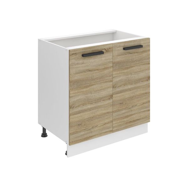 Base Da Cucina Belini, Base Da Cucina Larga 80 Cm. Base Per Cucina Sd Senza Piano Di Lavoro. Mobile Da Cucina A 2 Ante, Rovere Sonoma-image