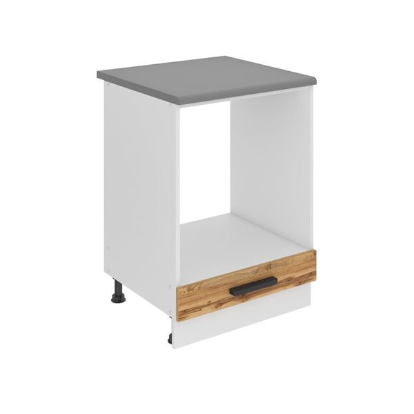 Base Da Cucina Belini, Base Da Cucina Larga 60 Cm. Base Per Cucina Sdp Con Piano Di Lavoro. Mobile Da Cucina Senza Anta, Con Cassetti, Rovere Wotan-image