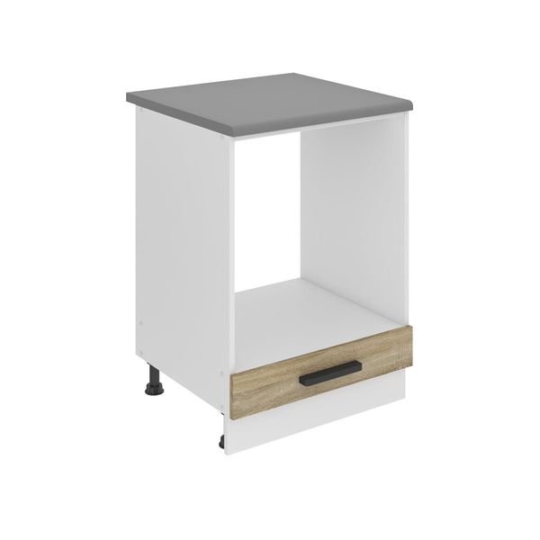 Base Da Cucina Belini, Base Da Cucina Larga 60 Cm. Base Per Cucina Sdp Con Piano Di Lavoro. Mobile Da Cucina Senza Anta, Con Cassetti, Rovere Sonoma-image