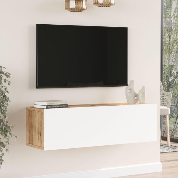 Tavolo Tv 'Lapinlahti' 100 X 31,5 X 29,5 Cm Rovere Rustico / Bianco-image