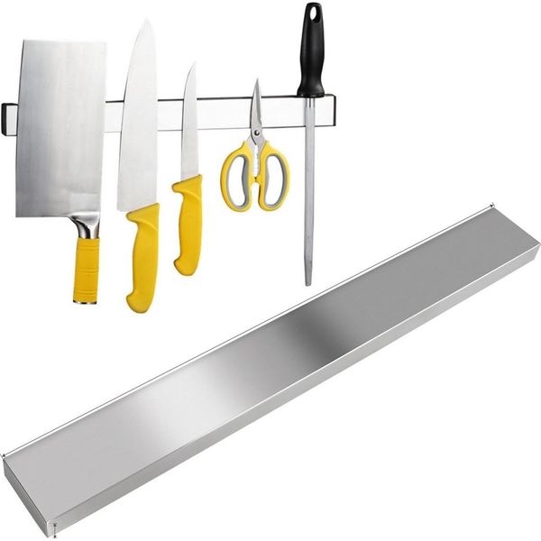 Set Di 2 Binari Magnetici Autoadesivi 40 Cm - Binario Portacoltelli In Acciaio Inox Senza Foratura | Binario Magnetico Per Attrezzi E Utensili Da Cucina | Binario Portautensili Con Nastro Adesivo | Portacoltelli Da Parete | Portautensili-image