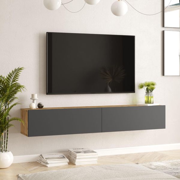 Tavolo Tv 'Lapinlahti' 180 X 31,5 X 29,5 Cm Rovere Rustico / Antracite-image