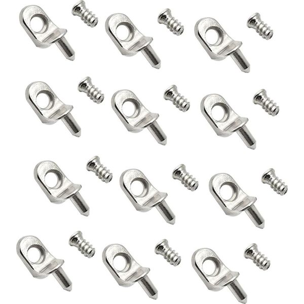 12 Pezzi Supporti Per Ripiani Angolati | Supporti Per Ripiani Da 5 Mm Con Vite E Perno Per Ripiani | Perni Per Ripiani In Metallo Nichelato | Supporto Per Ripiani Con Collare Per Cucina, Armadio, Ripiani Per Mobili Da Libreria-image