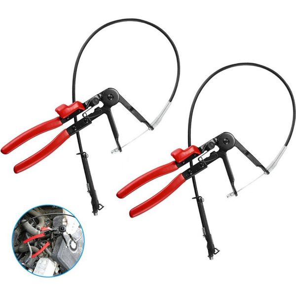 Set Di 2 Pinze Stringitubo Flessibili Con Cavo Bowden E Dispositivo Di Bloccaggio | Pinze Stringitubo | 2 Pezzi - Pinze Stringitubo | Pinze Stringitubo | Utensile Per Riparazione Auto | Pinze Per Auto Per Operazioni Industriali-image