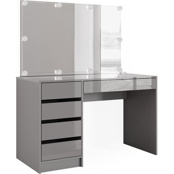Vicco Tavolo Da Toeletta Sherry, 120 Cm Con Illuminazione A Led, Grigio Lucido-image