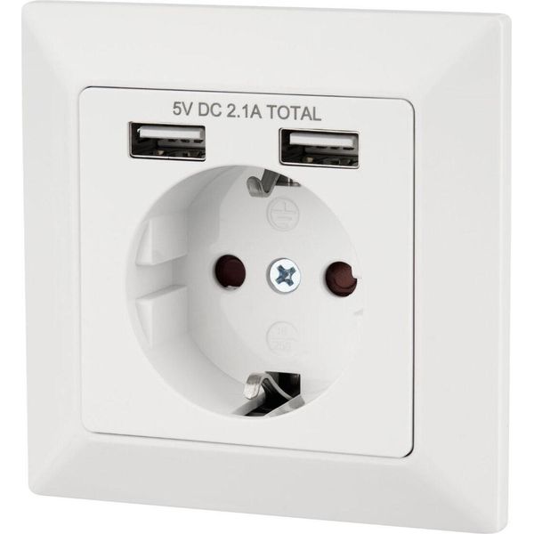 Presa Di Corrente Integrata Con 2X Usb - Bianco-image