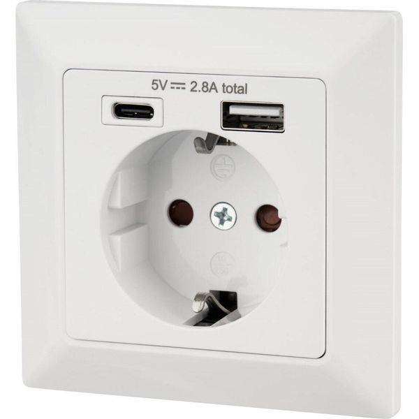 Presa Di Corrente Integrata Con USB-A USB-C - Bianco-image