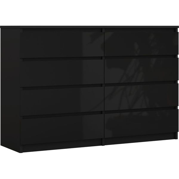 Cassettiera 8 Cassetti, Nero Opaco / Nero Lucido, 138 X 101 X 39 Cm-image