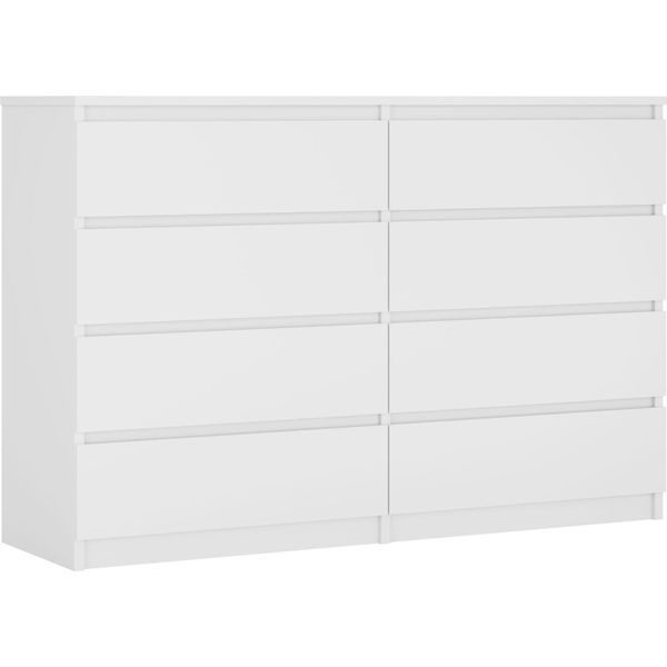 Cassettiera 8 Cassetti, Bianco Opaco, 138 X 101 X 39 Cm-image