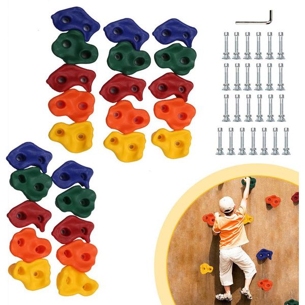 Jopassy 40X Prese Per Arrampicata Pietre Boulder Bambini Pietre Per Arrampicata Outdoor Indoor Incl. Viti-image