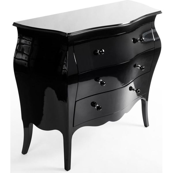 Casa Padrino Cassettiera Barocca Nero Lucido - Cassettiera Artigianale In Legno Massiccio Con 3 Cassetti - Mobili In Stile Barocco - Mobili Barocchi - Arredamento Barocco - Nobile E Sontuoso-image