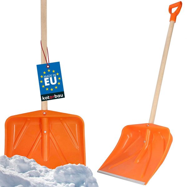 Kotarbau® Pala Da Neve Pala Da Neve 45 Cm Con Manico In Legno Lama In Plastica Rinforzata Con Attacco In Metallo Con Manico Ergonomico Arancione 136 Cm-image