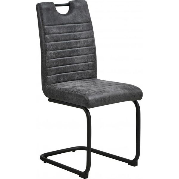 Casadolce Sedia Da Pranzo Toplar, Set Di 2, Antracite, 42X57X97,5 Cm, Imbottita, Schienale Con Maniglia Per Il Trasporto, Struttura In Metallo-image