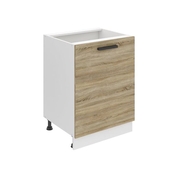 Base Da Cucina Belini, Base Da Cucina Larga 60 Cm. Base Per Cucina Sd Senza Piano Di Lavoro. Mobile Da Cucina A 1 Anta, Rovere Sonoma-image