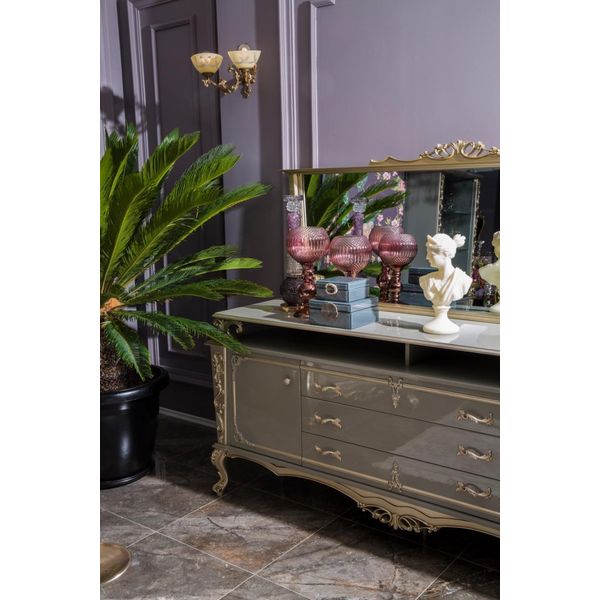Credenza Con Specchio Soggiorno Design Nuovo Mobili Di Lusso Credenza Console Legno-image