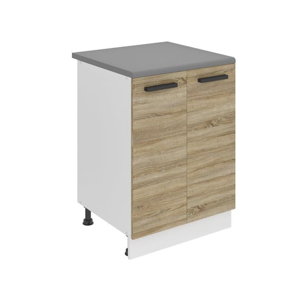 Base Da Cucina Belini, Base Da Cucina Larga 60 Cm. SD2 Base Per Cucina Con Piano Di Lavoro. Mobile Da Cucina A 2 Ante, Rovere Sonoma-image