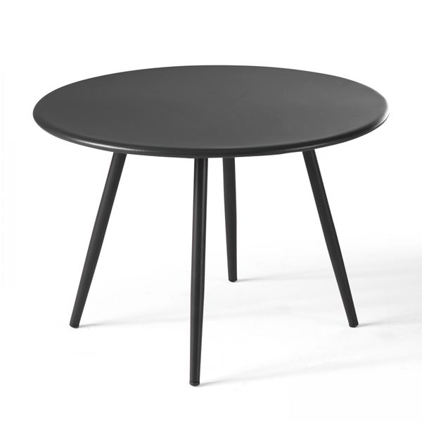 Tavolino Basso Rotondo In Metallo Grigio - Oviala Palavas-image