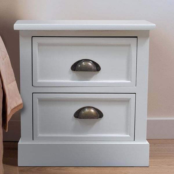 Mucola Comodino Comodino Bianco 2 Cassetti Legno Shabby Chic Comodino Comodino Camera Da Letto Comodino Console-image