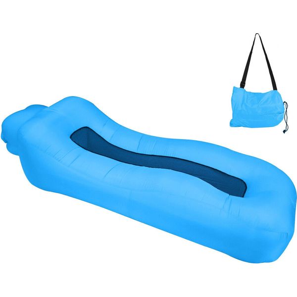 Topchances Amaca Gonfiabile, Materasso Impermeabile Da Campeggio, Letto D'aria, Divano D'aria Per La Spiaggia, I Viaggi, Il Cortile, Il Lago, I Picnic E L'interno, Blu Chiaro-image