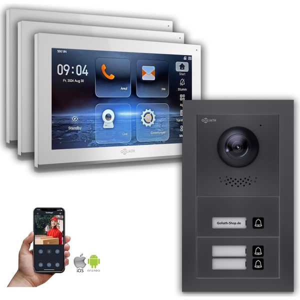 Videocitofono Ip Goliath: 10 Pollici Casa Trifamiliare, App Per Smartphone, Antracite : Scatola Da Esterno : 10 Pollici In Bianco : 4 Connessioni Poe Tramite:: 4 Selezione Monitor Poe: 10 Pollici In Bianco Scatola Di Montaggio Per Campanelli: Scatola Da Esterno-image