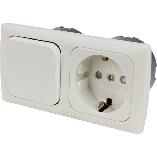 C-Line Presto Inprojal Cbe Presa Di Corrente Interruttore Schuko + Cornice Di Copertura + Presa Iso 220 / 230 Volt Bianco-image