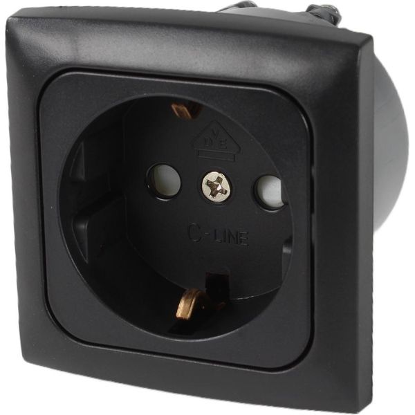 C-Line Presto Inprojal Cbe Presa Di Corrente Schuko + Telaio Di Copertura + Presa Iso 220 / 230 Volt Nero-image