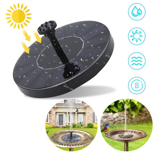 Jopassy Fontana Solare Pompe Da Giardino Pompa Solare 190L/H Fontana Solare, Pompa Solare 7V 1,5W Pompa Solare Fontana Caratteristica Dell'acqua, Pannello Solare Monocristallino Da Giardino-image