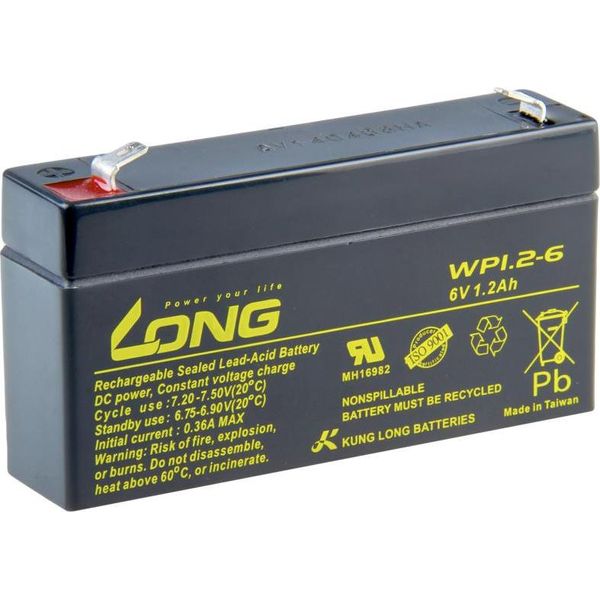 Long Baterie 6V 1,2Ah F1 (WP1.2-6)-image