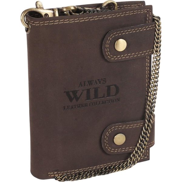 Attraente Portafoglio Da Uomo In Pelle Con Catena In Ottone - Always Wild-image