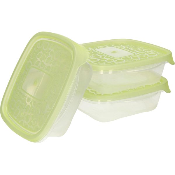 Kotarbau® Set Di 3 Contenitori Per Alimenti Da 0,6 L In Plastica Verde Per Alimenti-image