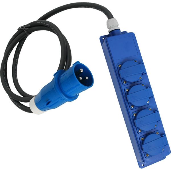 Ciabatta Elettrica A 4 Prese Schuko 16A IP44 Per Caravan Roulotte Barca Ecc. 230V-250V Con Cavo E Spina Cee Blu-image