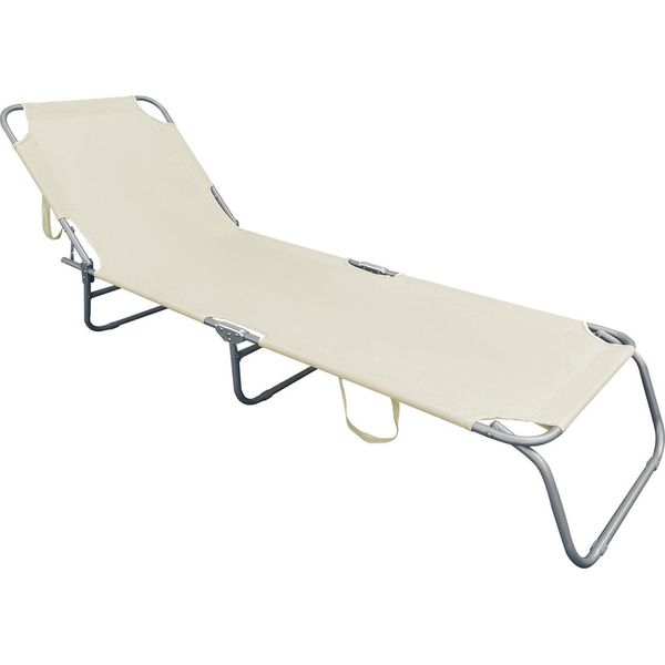 Lettino Da Giardino A 3 Gambe Lettino Da Campeggio Beige 186X55X24Cm-image