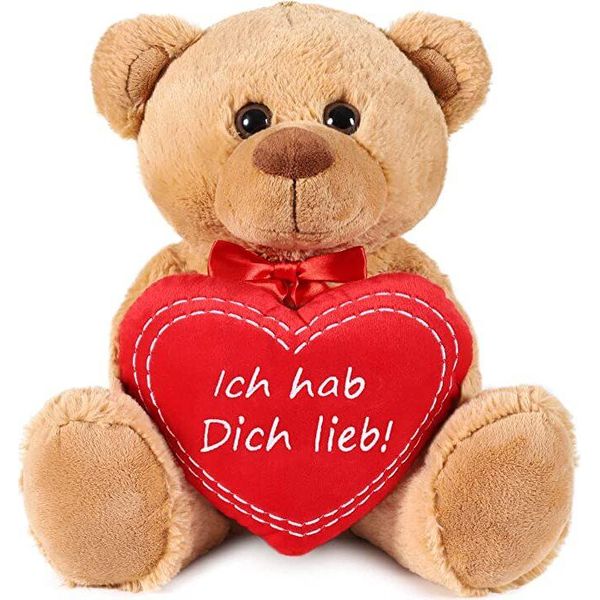 Brubaker Orsacchiotto Di Peluche Con Cuore Rosso - Ti Amo - 35 Cm - Orsacchiotto Di Peluche Peluche - Peluche Marrone Chiaro-image