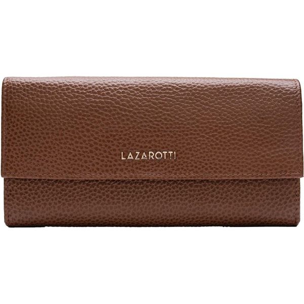 Lazarotti Pelle Portafoglio Bologna Leather Wallet With 12 Card Slots Brown Marrone-image