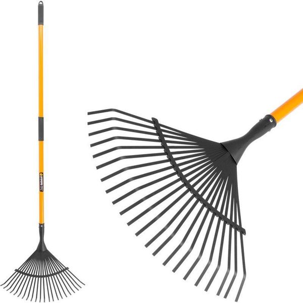 Rastrello Per Foglie Strend Pro LR002AF, 22 Denti, A Ventaglio, Manico In Fibra Di Vetro 1500 Mm-image