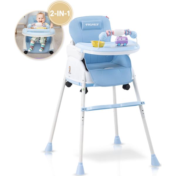 Twinky® Seggiolone Baby - Blu - Seggiolone 2 In 1 - Sedia Da Pranzo Pieghevole, Carrozzina - Sedia Per La Crescita E Seggiolino Per Neonati-image