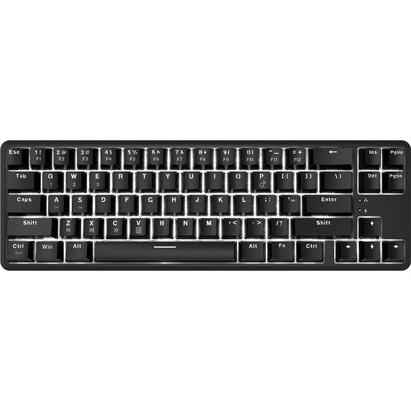 Tastiera Meccanica Ajazz K680T Con 68 Tasti, Connessione Dual-Mode (Usb/Bt) | Keycaps A Iniezione Bicolore | 18 Effetti Luminosi, Interruttore Verde, Nero-image