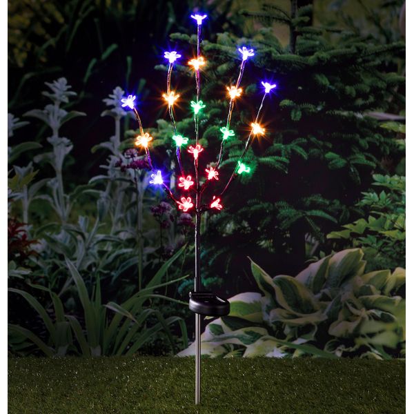 Spina Solare A Led Per Fiori Di Ciliegio - 80 Cm - Illuminazione Decorativa Da Giardino Con 20 Led Colorati - Bastone Luminoso Decorativo A Fiori Per Balcone E Terrazza-image