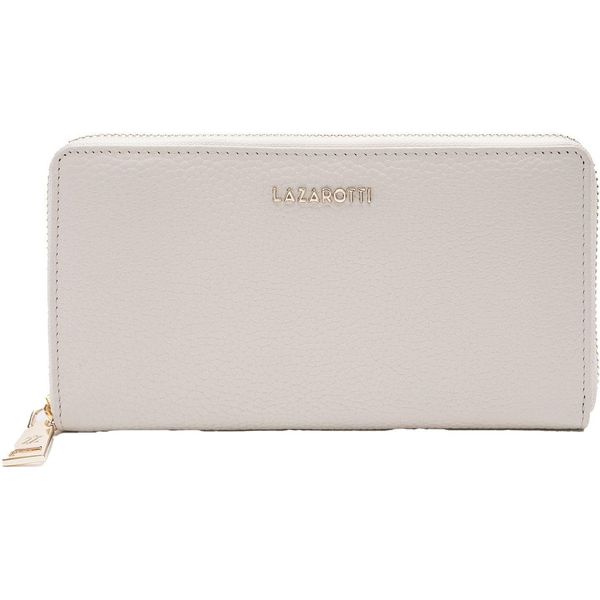 Lazarotti Pelle Portafoglio Bologna Leather Zip Around Wallet With 16 Card Slots Cream White Avorio-image