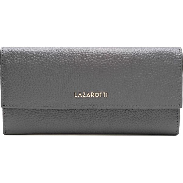 Lazarotti Pelle Portafoglio Bologna Leather Wallet With 12 Card Slots Grey Grigio-image